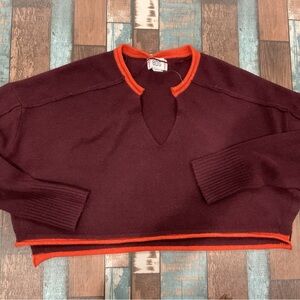 BDG cropped sweater burgundy with orange trim size medium NWOT urban outfitters